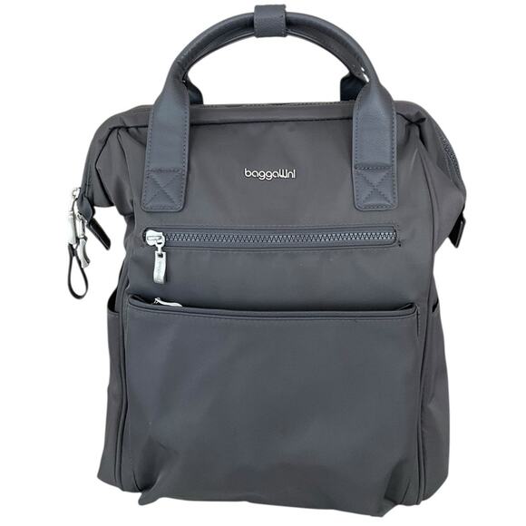 Baggallini Soho Unisex Laptop Gray Backpack - Picture 1 of 11